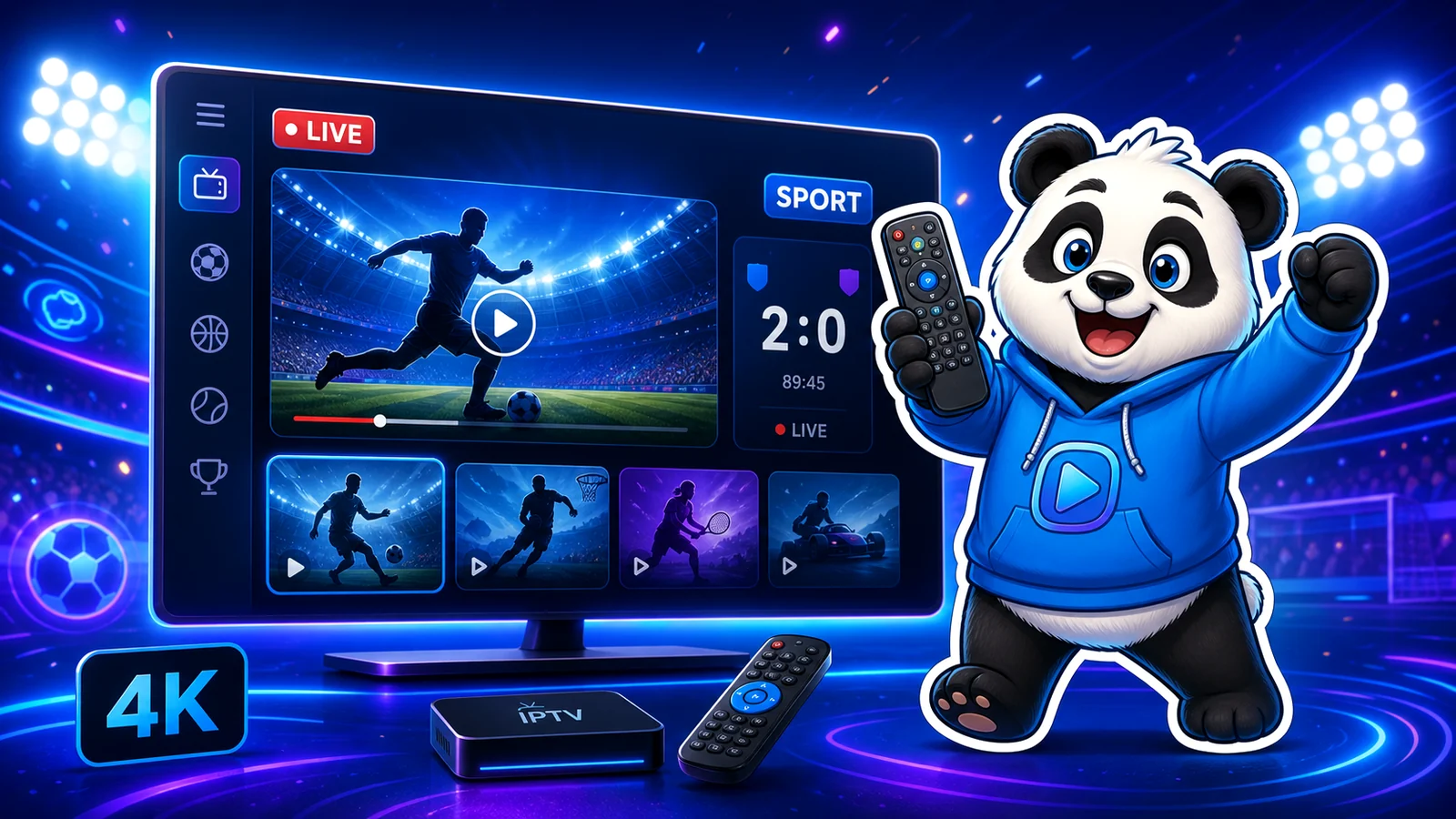 IPandaTV panda in front of a generic live sports interface