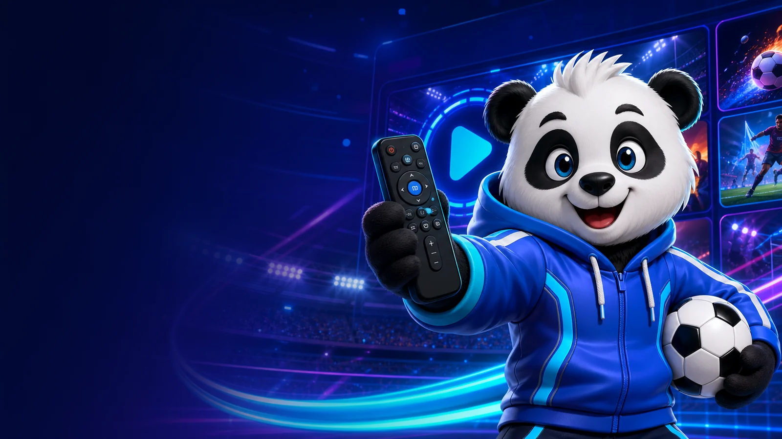 IPandaTV panda with sports and live TV setup