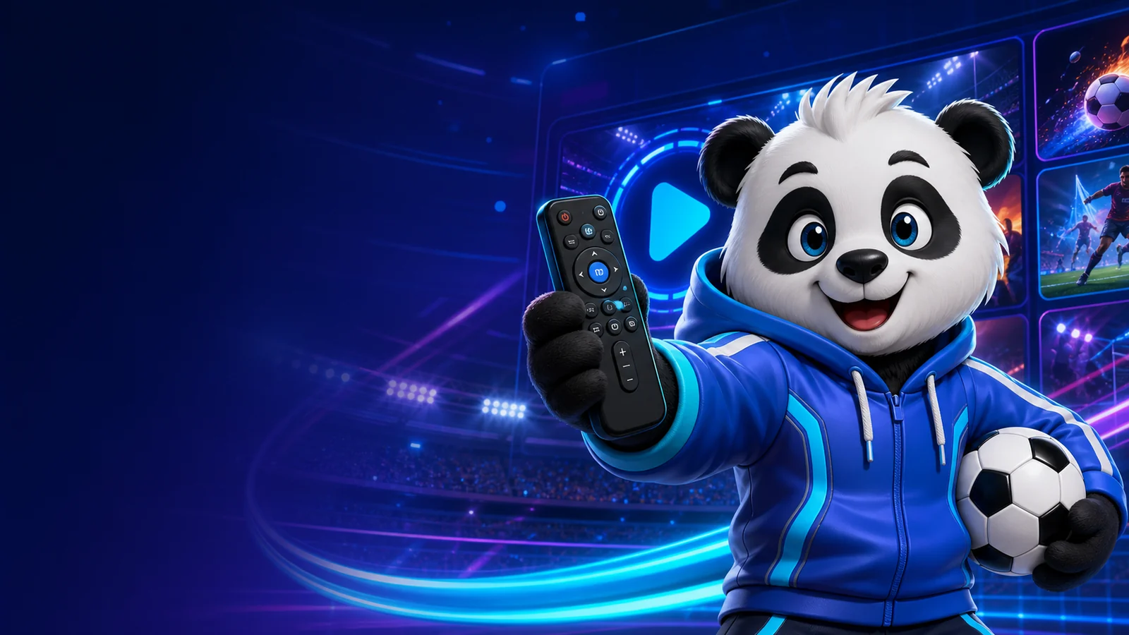 IPandaTV panda with sports and live TV setup